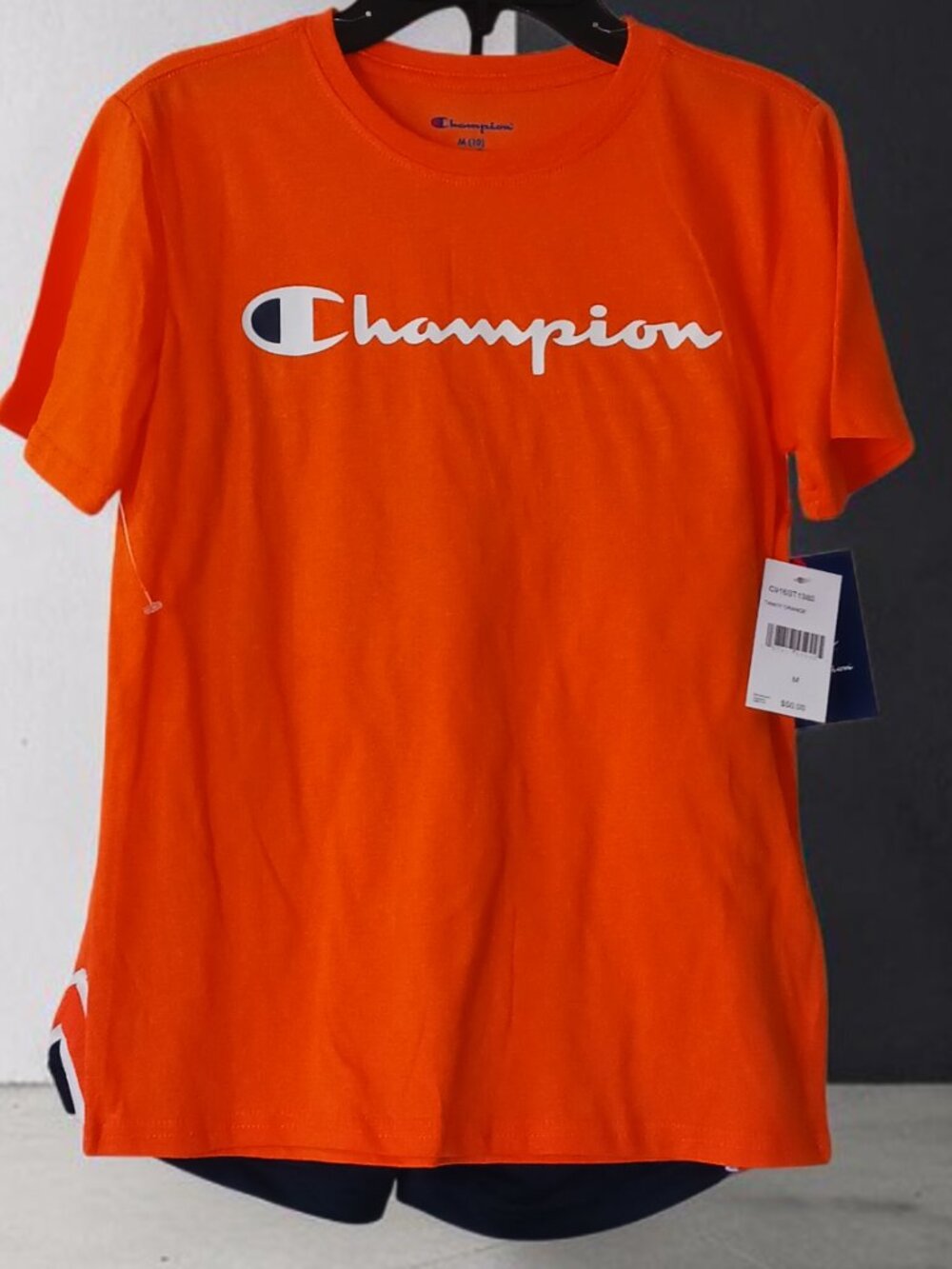 NWT Champion 2-Piece Shirt & Shorts Set | Tangy Orange Medium